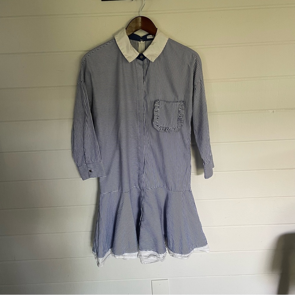 English Factory Striped Dropped Waist Loose Fit Shirtdress Size M